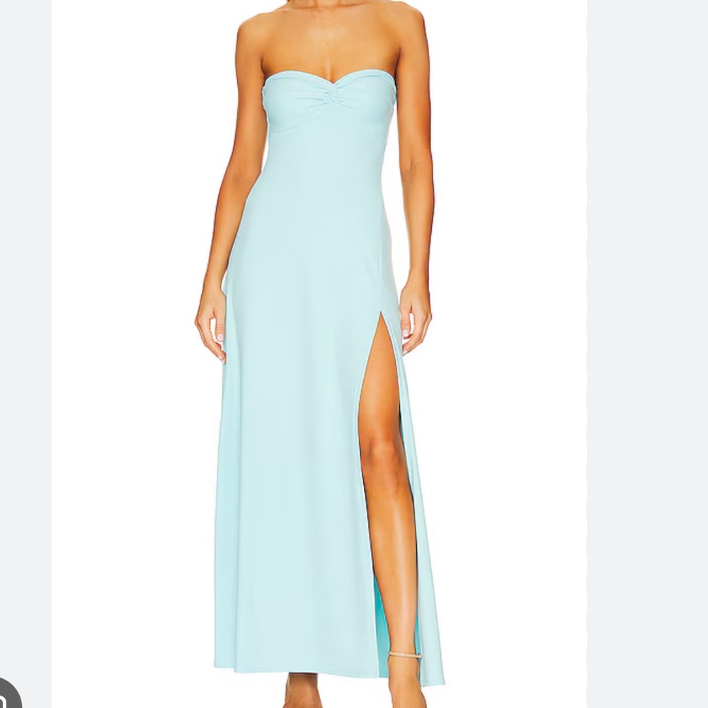Susana Monaco Twist Front Strapless Aqua Dress